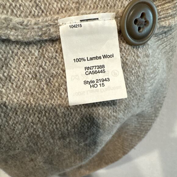 J Crew Sweater Mens L Beige 100% Lambs Wool Shawl Collar Preppy Office Casual - Picture 5 of 7